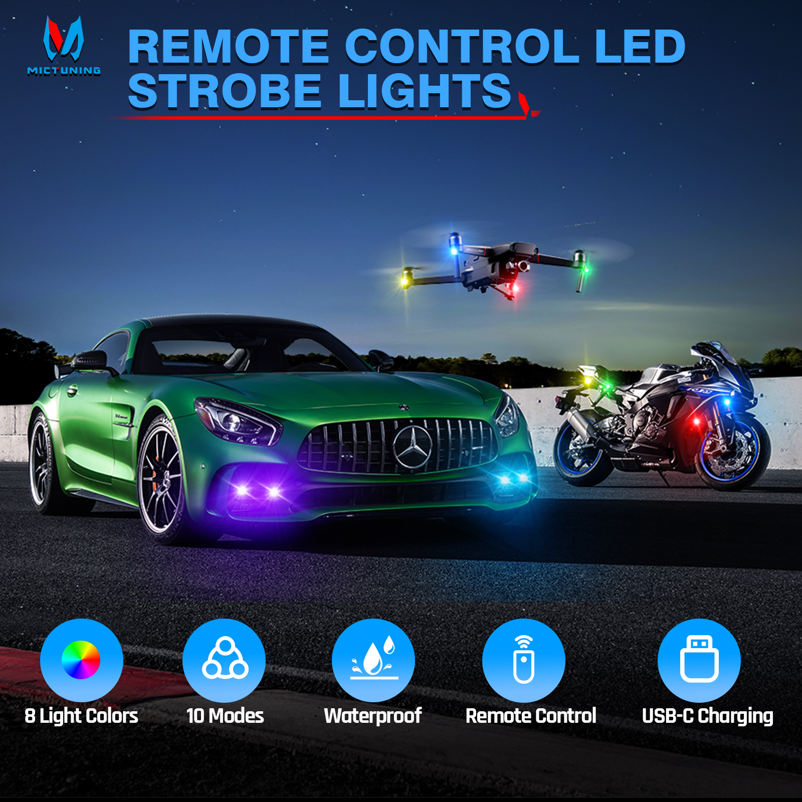 MICTUNING Wireless LED Strobe  - Drone Strobe Light recensione e prezzo