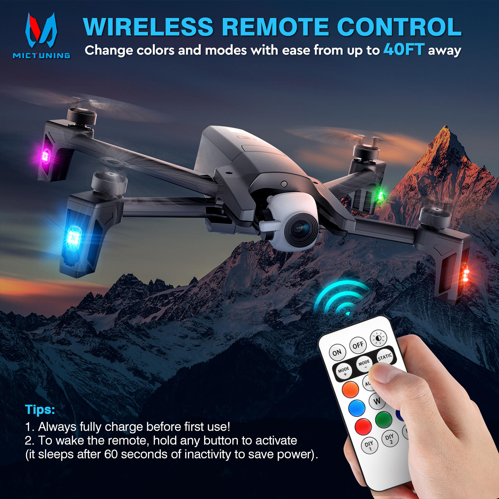 MICTUNING Wireless 9-LED Strob - Drone Strobe Light recensione e prezzo